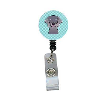 Teacher&Aposs Aid Checkerboard Blue Weimaraner Retractable Badge Reel TE2922567